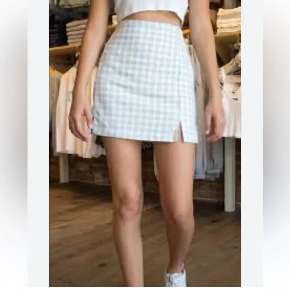 Brandy Melville Blue Plaid Check Cara Skirt
